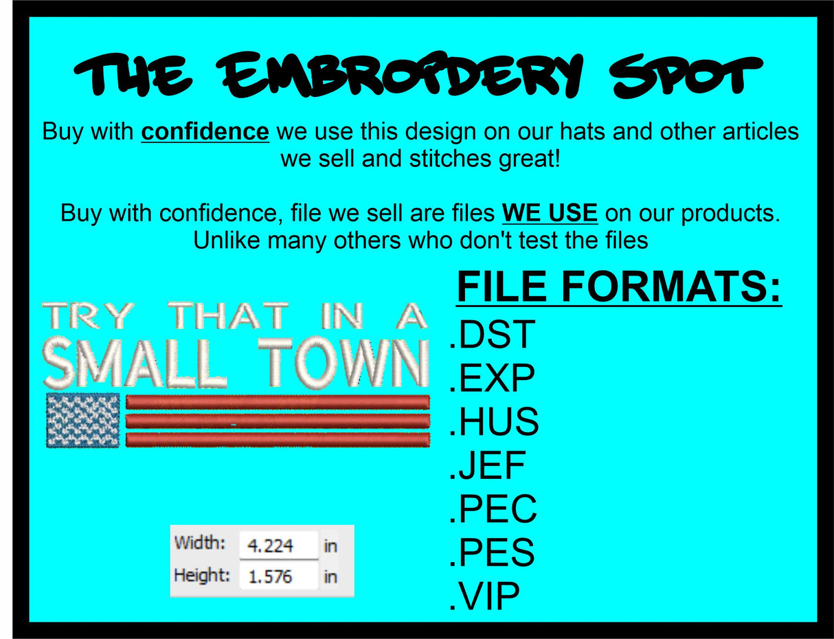 That In a Small Town 3 Strips Machine Embroidery Design | Instant Download | 7 format files