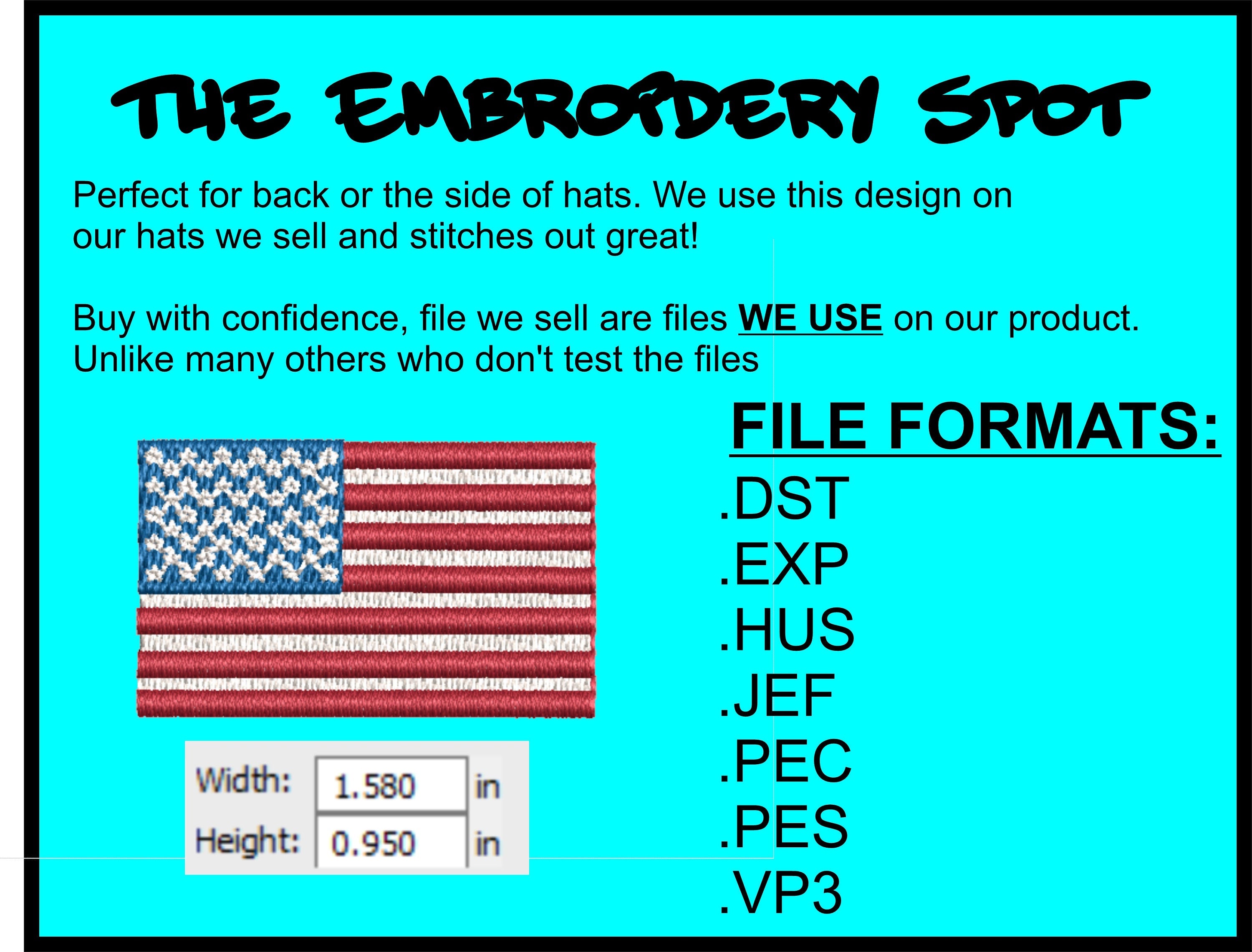 US Flag Rear or Side Machine Embroidery Design | Instant Download | 7