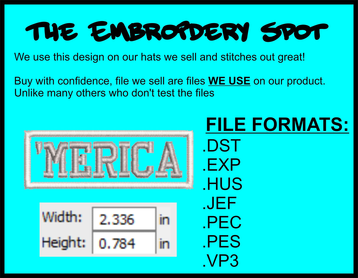 Merica Machine Embroidery Design | Instant Download | 7 format files