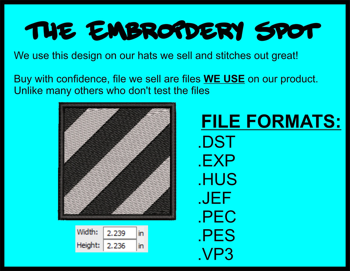 3st Infantry Division Machine Embroidery Design | Instant Download | 7 format files
