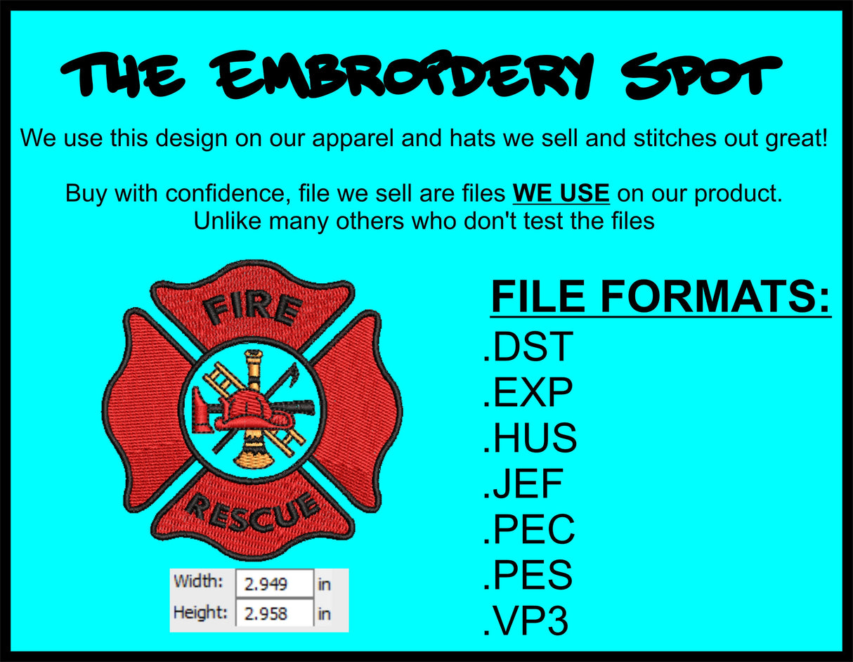 Fireman Maltese Machine Embroidery Design Files | Instant Download | 7 format files