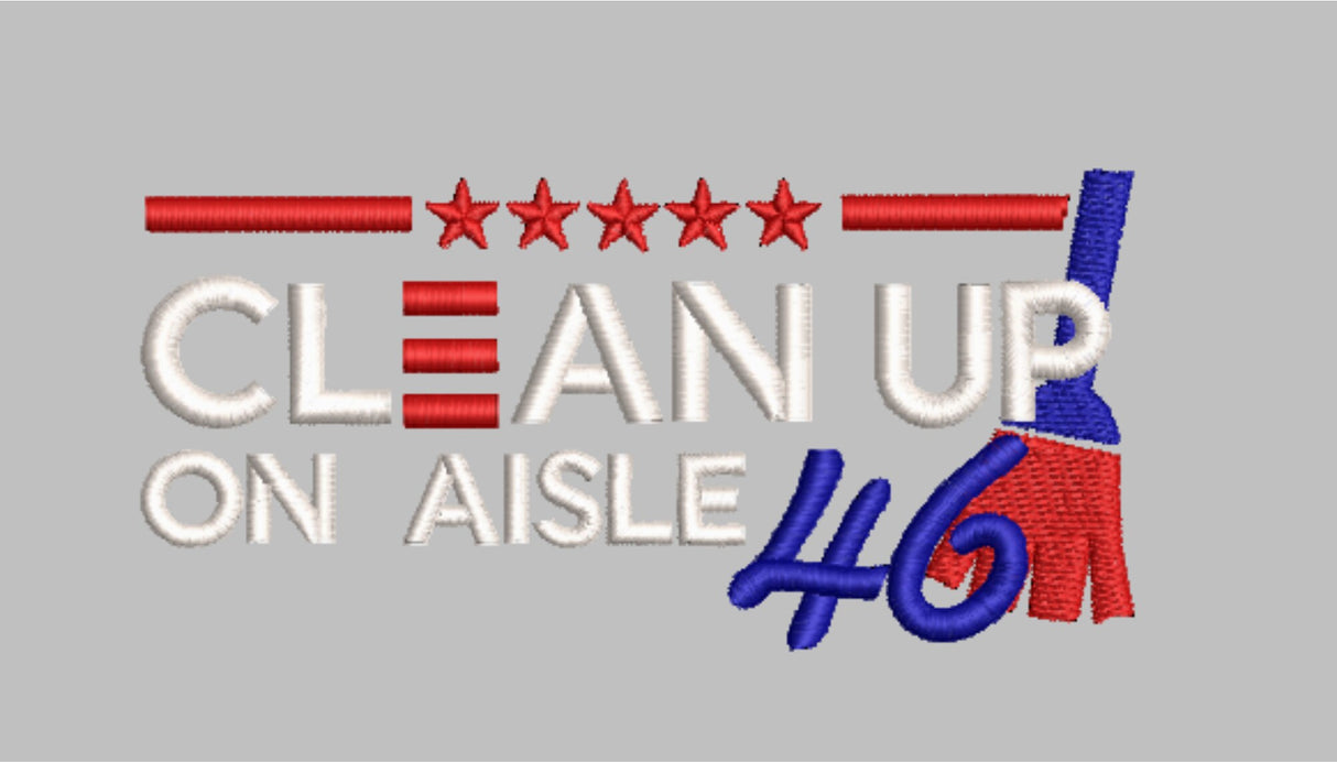 Clean Up On Aisle 46 Machine Embroidery Design Files | Instant Download | 7 format files