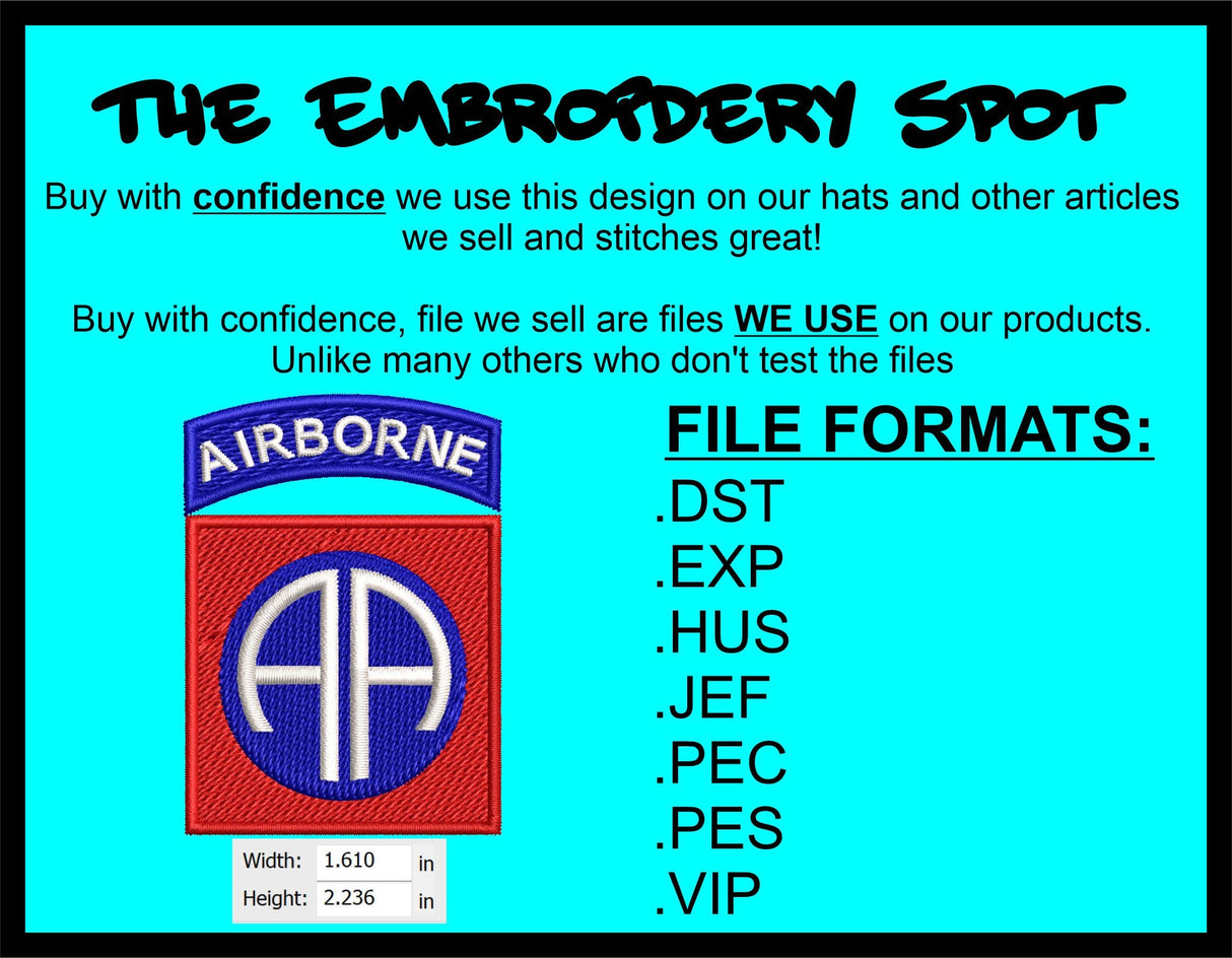 82nd Airborne Infantry Division Machine Embroidery Design | Instant Download | 7 format files
