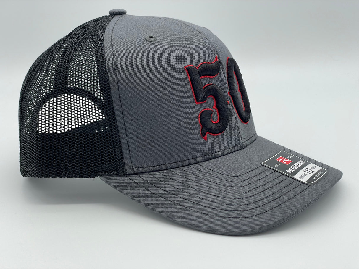 Number 50 3D Puff - (Snapback Mesh Back)