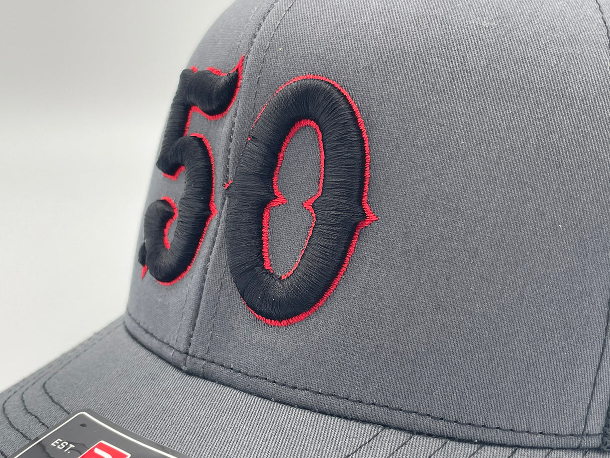 Number 50 3D Puff - (Snapback Mesh Back)