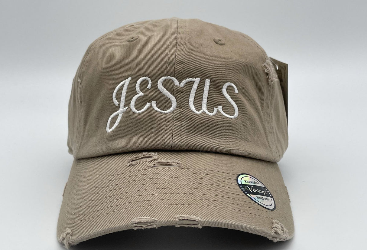 JESUS Embroidered Hat | Distressed Baseball Cap | Custom Hat