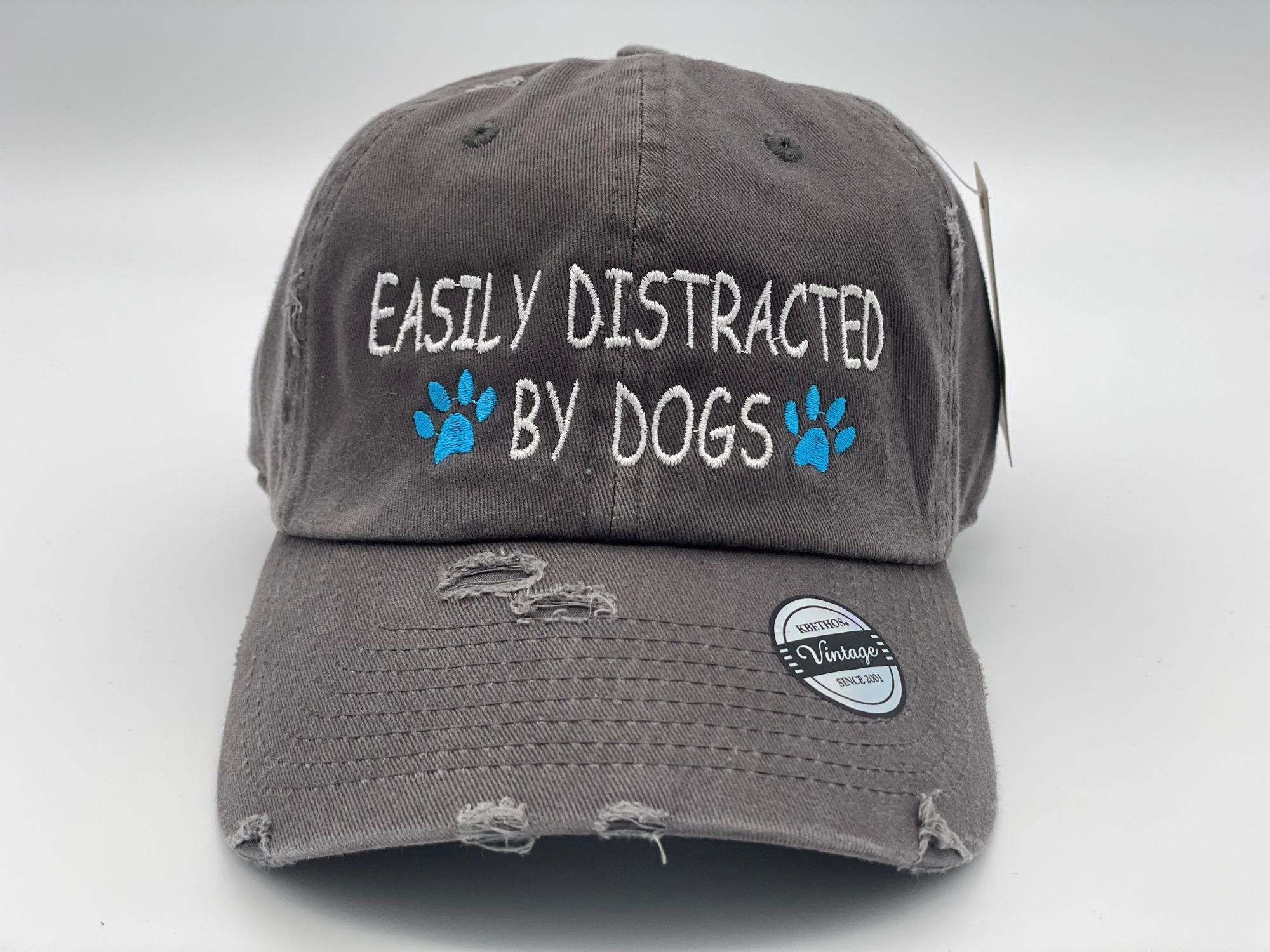 Easily Distracted By Dogs Embroidered Hat