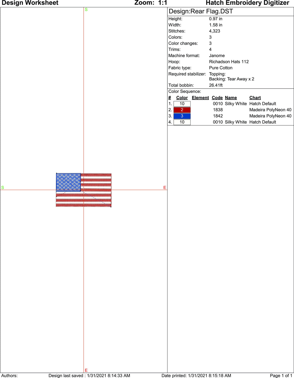 US Flag Rear or Side Machine Embroidery Design | Instant Download |  7 format files