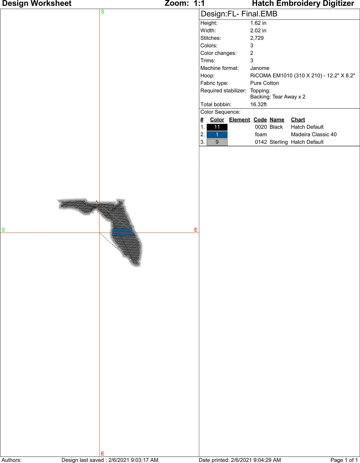 Florida State Thin Blue Line Machine Embroidery Design | Instant Download |  7 format files