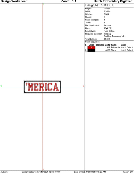 Merica  Machine Embroidery Design | Instant Download |  7 format files