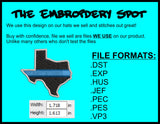 Texas State Thin Blue Line Machine Embroidery Design | Instant Download |  7 format files