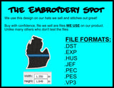 Michigan State Thin Blue Line Machine Embroidery Design | Instant Download |  7 format files