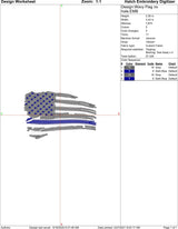 Wavy Thin Blue Line US Flag Machine Embroidery Design | Instant Download |  7 format files