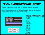 Thin Blue Line US Flag Machine Embroidery Design | Instant Download |  7 format files