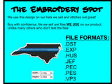 North Carolina  State Thin Blue Line Machine Embroidery Design | Instant Download |  7 format files