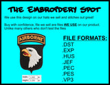 101st Airborne Infantry Division Machine Embroidery Design | Instant Download |  7 format files