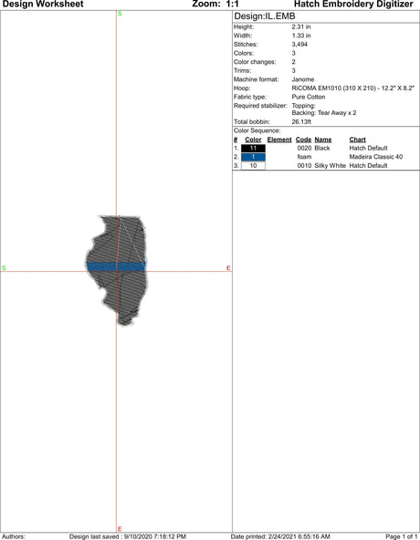Illinois State Thin Blue Line Machine Embroidery Design | Instant Download |  7 format files