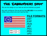 Betsy Ross US Flag Machine Embroidery Design | Instant Download |  7 format files