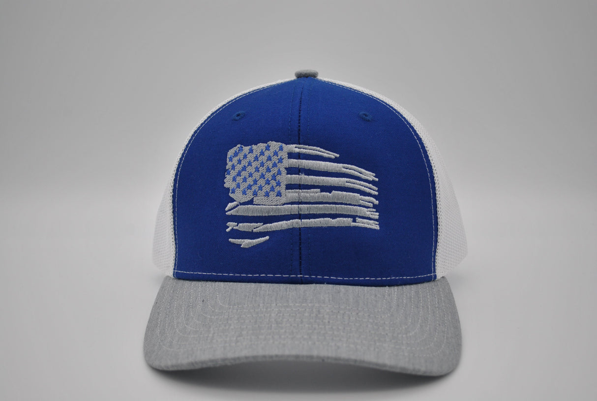 Wavy Thin Blue Line US Flag Machine Embroidery Design | Instant Download |  7 format files