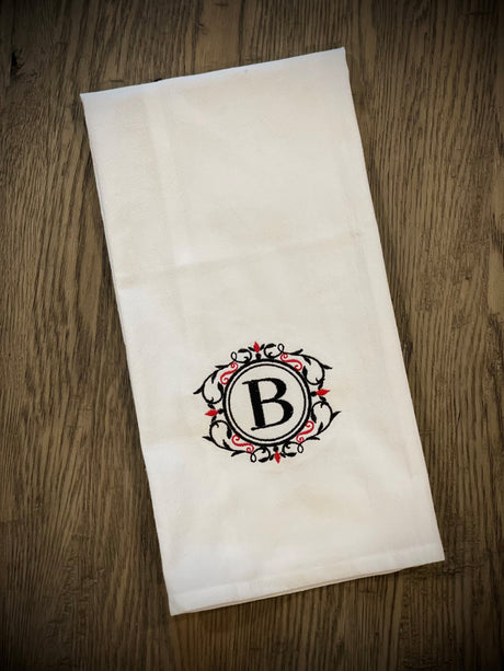 Custom Embroidered Monogramed Tea Towel /  Hand Towel