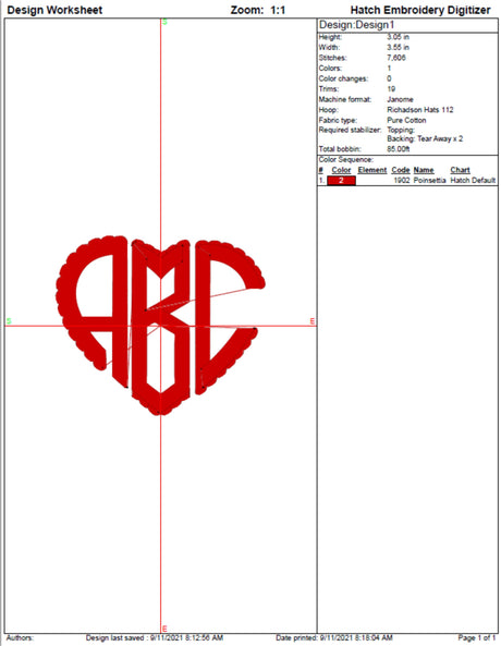 Heart Monogram Font for Machine Embroidery Use | Instant Download |  10 format file type | 3 sizes