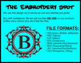 Fancy Ring Monogram Font for Machine Embroidery Use | Instant Download |  8 format file type | 3 sizes