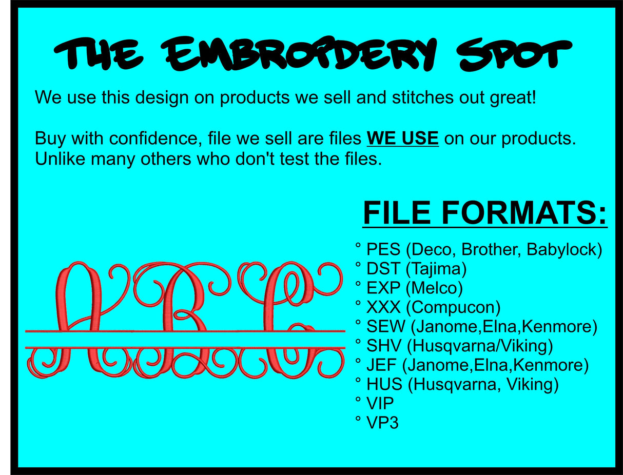 Monogram Font for Machine Embroidery Use | Instant Download |  10 format file type | 11 sizes