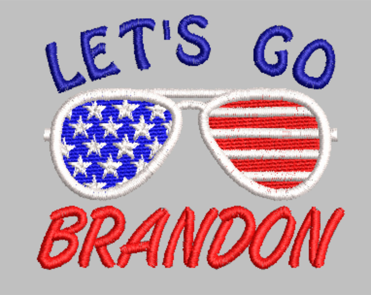 LET'S GO BRANDON Glasses Machine Embroidery Design Files | Instant Download |  7 format files