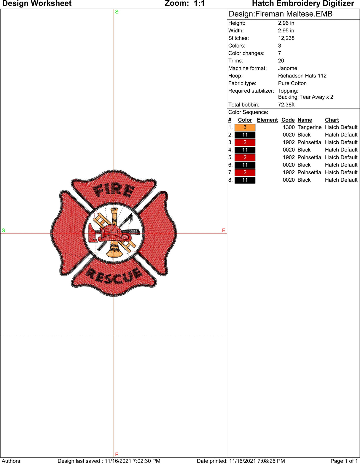 Fireman Maltese Machine Embroidery Design Files | Instant Download |  7 format files