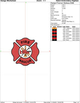 Fireman Maltese Machine Embroidery Design Files | Instant Download |  7 format files