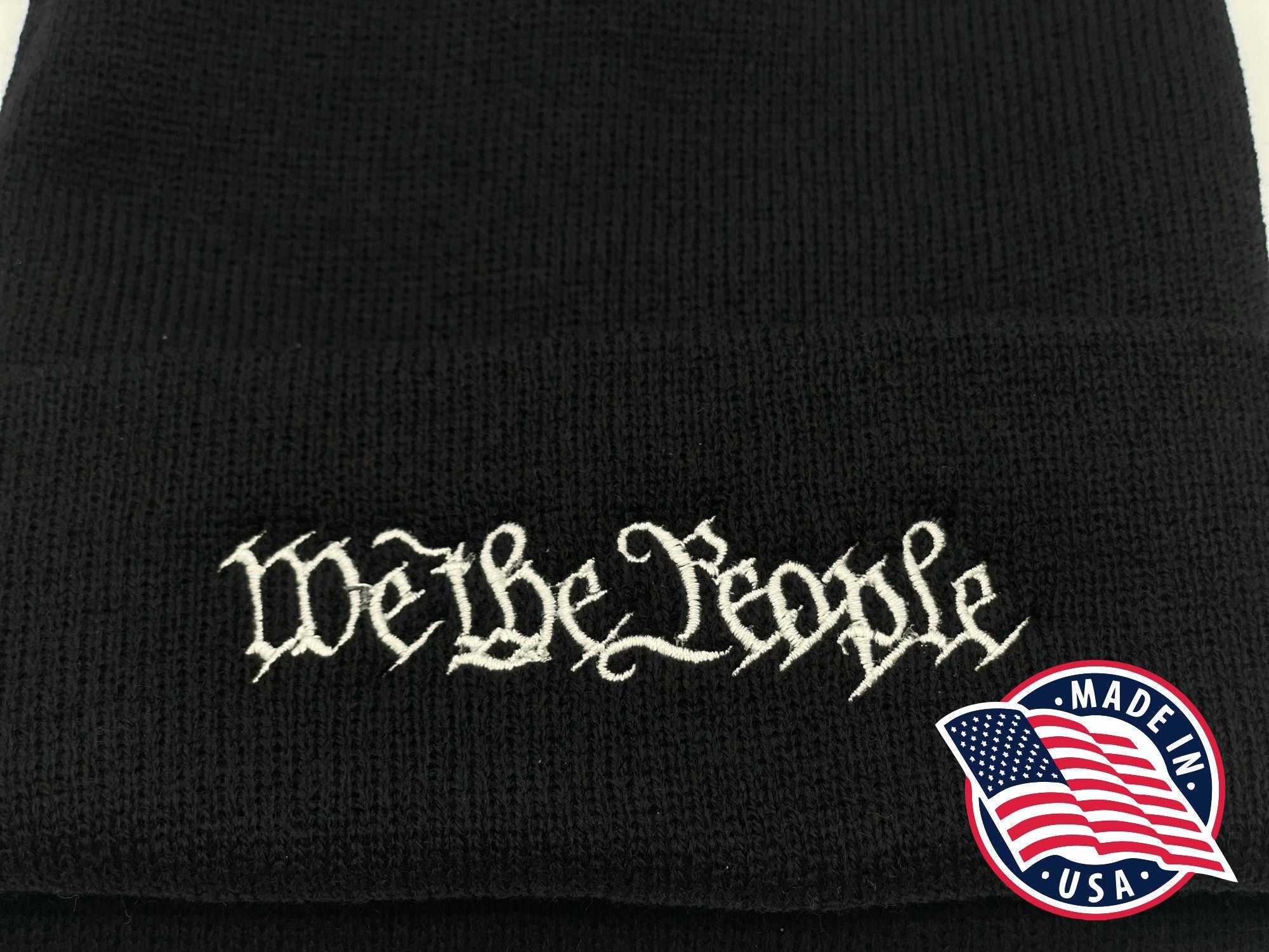 We The People Embroidered Cuffed Beanie