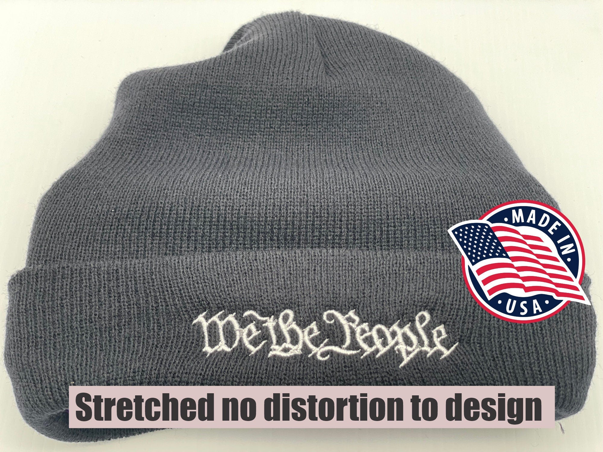 We The People Embroidered Cuffed Beanie