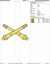 Artillery Cross Cannons Machine Embroidery Design | Instant Download |  7 format files | 3 Sizes