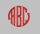 Framed or No Frame Circle Monogram Font for Machine Embroidery Use | Instant Download |  10 format file type |Multiple Sizes