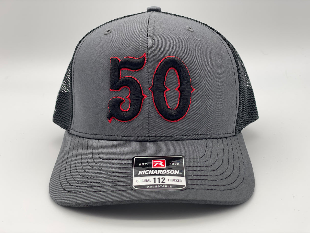 Number 50 3D Puff - (Snapback Mesh Back)